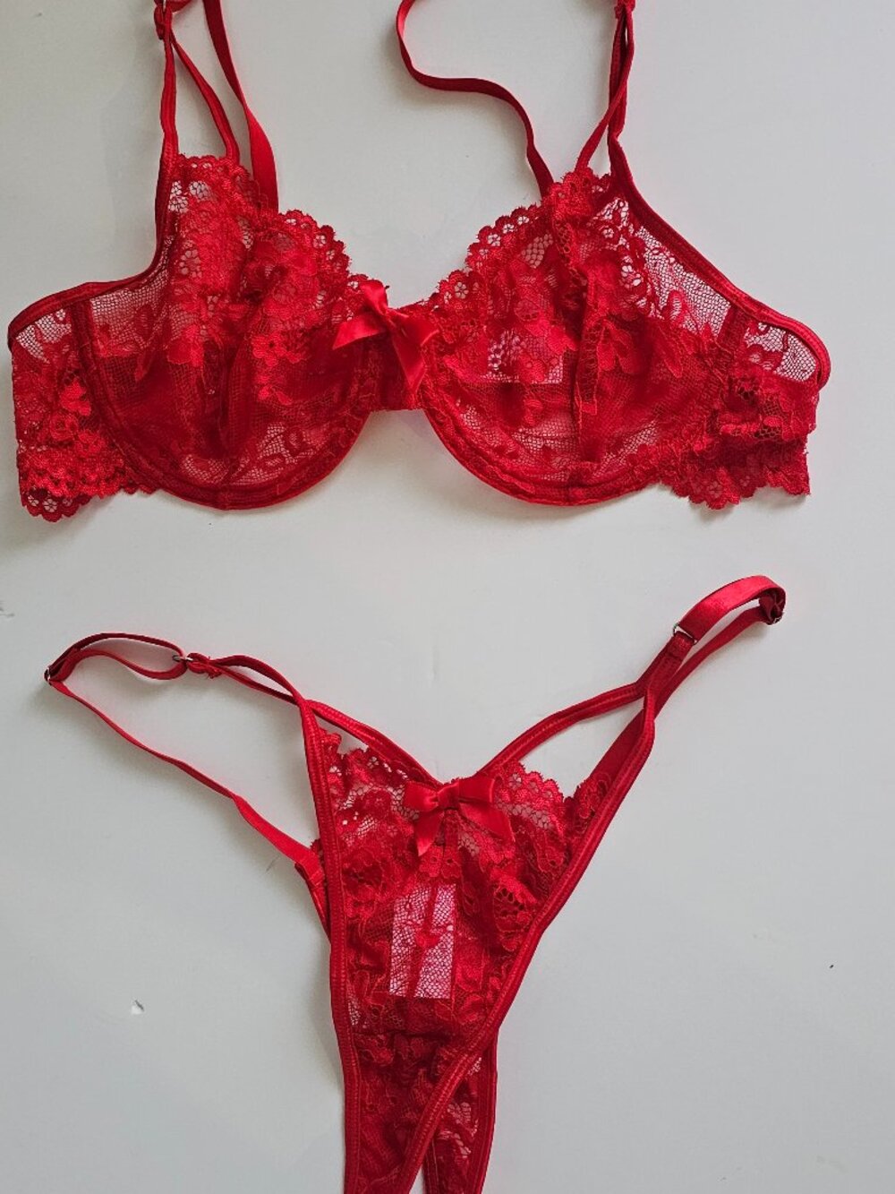 Avidlove Women Bra and Panty Sets with Underwire Floral Lace Lingerie Set Red